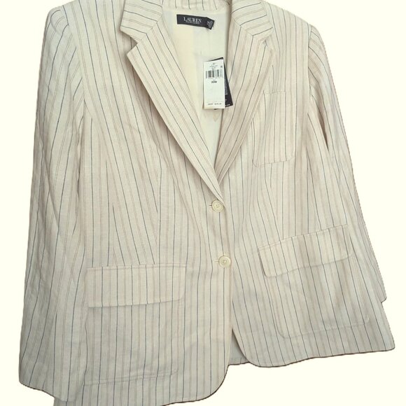 Lauren Ralph Lauren Jackets & Blazers - LAUREN RALPH LAUREN OFF WHITE STRIPED BLAZER SIZE 20W NWT